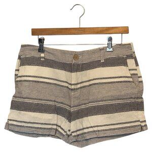 Artisan NY Shorts Women's Size 10 Gray White Striped Cotton Linen Summer Tennis